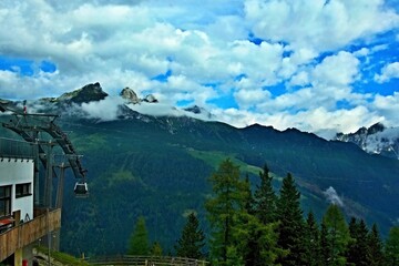 Austrian Alps - view of the upper station of the Elfer cable car near the top of  Elfer in Stubai Alps