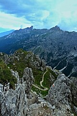 Austrian Alps - view of the footpath near peak Elfer in Stubai Alps
