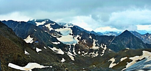 Austrian Alps - panoramic view of the Stubai Glacier from the observation deck Top of Tirol
