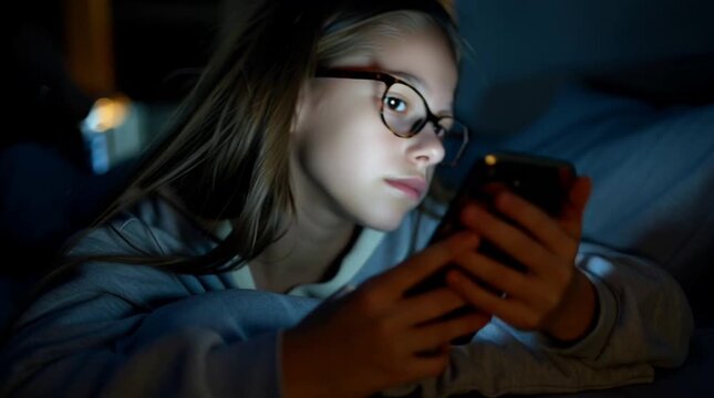 A preteen girl is taking a selfie to verify her age for social media. A teenage is going through age verification to create a social media account