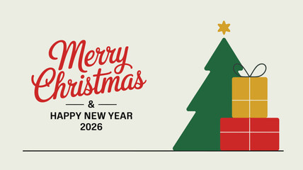 Merry Christmas and Happy New Year festive greeting card