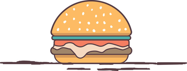 Hand-Drawn Cartoon Hamburger Illustration