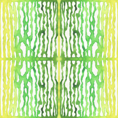 Watercolor seamless pattern with hand-drawn green stripes background. Ornament in decorative style. Vintage fashion fabric design, repeat print collection.	