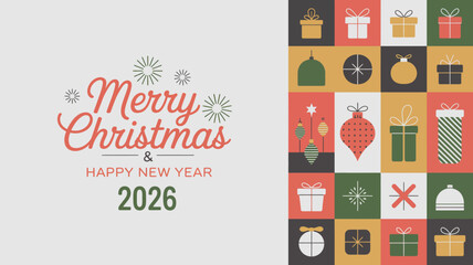 Merry Christmas and Happy New Year 2026 festive graphic