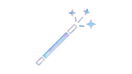 Magical Wand with Sparkling Stars on White Background