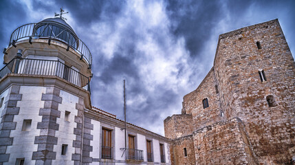 Pe&ntilde;&iacute;scola Lighthouse, Pe&ntilde;&iacute;scola, The Most Beautiful Villages in Spain, Costa de Azahar, Bajo Maestrazgo, Castell&oacute;n, Comunidad Valenciana, Spain, Europe