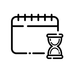 Calendar with hourglass  -line vector icon