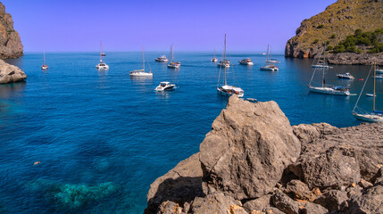 Cala Sa Calobra, Beaches of Sa Calobra, Natural Monument del Torrent de Pareis, Escorca, Mediterranean Sea, Paraje Natural de la Sierra de Tramuntana, Mallorca, Islas Baleares, Spain, Europe