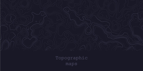 Luxury dark abstract topographic map background with white lines texture, wallpaper design for fabric , packaging , web, geographic grid map vector illustration.