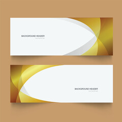 Fototapeta premium Set abstract banners with smooth shiny gold waves. set of modern abstract horizontal banners, wavy gold headers