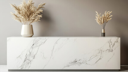 Real estate office reception counter mockup front interior registration copy space desk design indoor decoration front view decoration three-dimensional