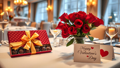 Valentine's Day Chocolate Box	& Rose
