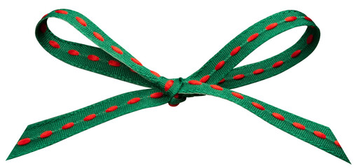 a green-and-red ribbon bow