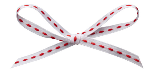 a white-and-red ribbon bow