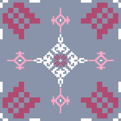 Pixel, Pastel Geometric Floral Tile Seamless Pattern for carpet, print, wrap, decorative, illustration, Fabric, Wallpaper, Ceramics. 