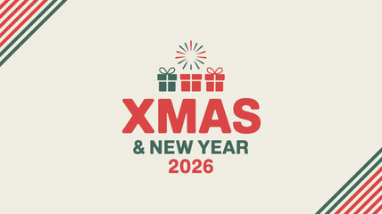Vibrant Xmas and New Year 2026 festive graphic