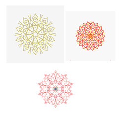 A set of four floral elements and vector snowflakes provides a decorative winter holiday illustration and pattern design