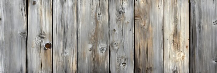 Fototapeta premium Aged Timber with Weathered Knots and Grayish Surface, Rustic Paneling Showcasing Time and Nature