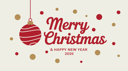 Merry Christmas and Happy New Year festive greeting card