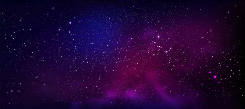 Background,space sky in universe at night with starry star,cloud.Dreamy black deep satellite in dark blue night and starlight with comet,cosmic midnight.Vector Design for ramada