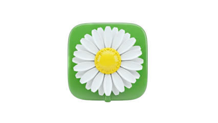 Daisy Flower Icon on Green Background