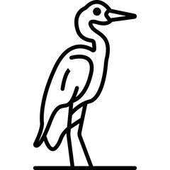 Heron Wading Bird Line Icon: Wetland and Nature
