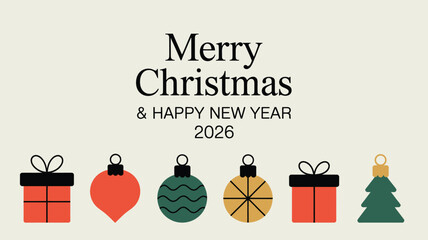 Merry Christmas and Happy New Year 2026 festive graphic