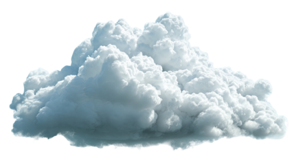 Fluffy white cumulus cloud formation soft volumetric texture realistic weather sky atmospheric element isolated on white background