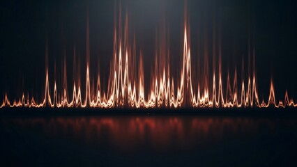 Abstract orange waveform sound visualization, dark background