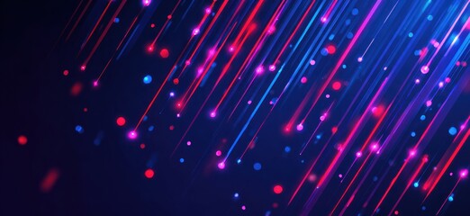 Abstract dark background with diagonal glowing red and blue light streaks