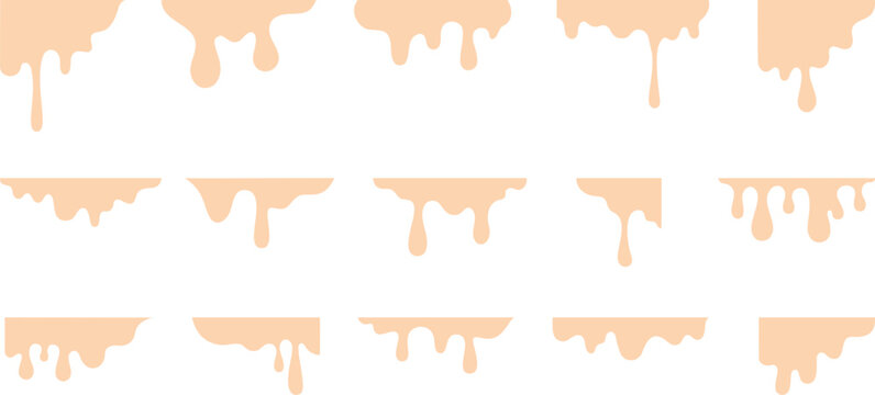 Dripping Sauce Borders Vector Set with Creamy Liquid Drips