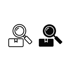 Minimalist Magnifying Glass and Book Icon for Search, Research, or Investigation - Black and White Versions Available