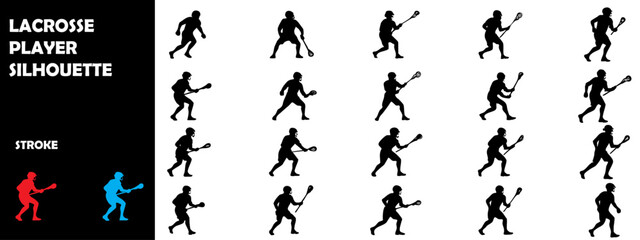 Lacrosse Player Action Silhouette Vector – Field Sport Illustration