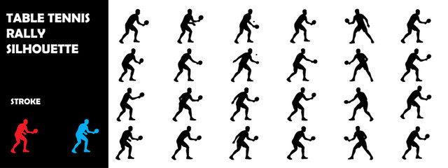 Table Tennis Rally Silhouette Vector &ndash; Ping Pong Match Action