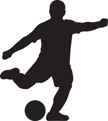 Obraz premium Black Soccer Player Silhouette Kicking Ball Isolated Vector Graphic