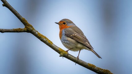 Obraz premium European robin perched on a branch