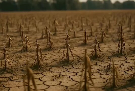 Severe Drought and Crop Failure: Cinematic View of Cracked Earth and Dead Harvest for News, Documentaries, Education, Corporate Responsibility, and Environmental PSAs