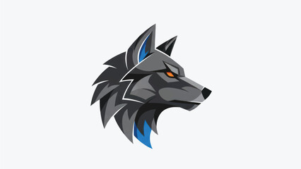 Stylized howling wolf head logo with blue accents and sharp geometric design.