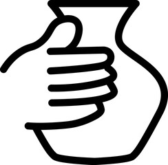 Hand Shaping Pottery Vase Line Icon Illustration