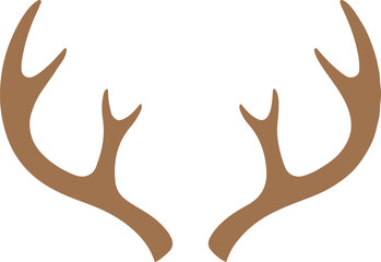 Vector illustration of a pair of simple brown deer antlers, isolated on a white background, suitable for logos or holiday designs.
