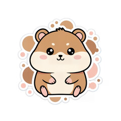 Fototapeta premium Cute Kawaii Hamster Sticker. Flat Vector Illustration in Pastel Colors