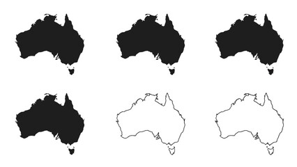 Illustrations of australia s outline in varying styles and representations
