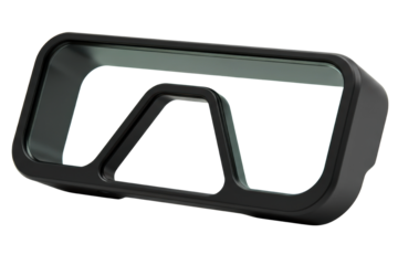 Black plastic frame for diving mask isolated on a transparent background