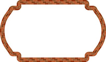 Rectangle Framebrick brickwork brown border picture frame vintage retro antique handcraft framework architecture decorative element isolated background 