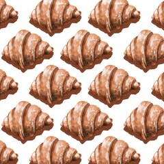 fresh gourmet croissant watercolor vector illustration pattern