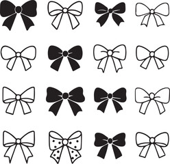 Set of Bows Vector Silhouette &ndash; Elegant Ribbon Bow Icons Collection