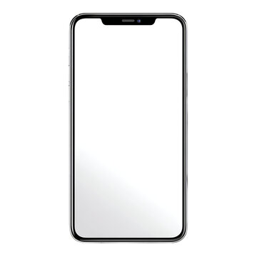 Grey mobile phone screen protector isolated on transparent background