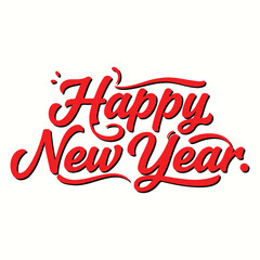 Festive Red Script Happy New Year Greeting