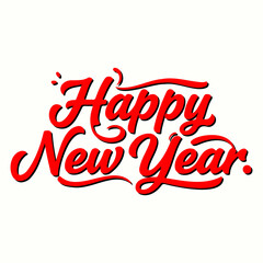 Festive Red Script Happy New Year Greeting
