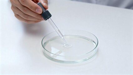 Scientist dropping liquid into petri dish